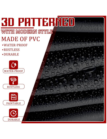 Paneles de Pared 3D Chunful 30 Pcs PVC 30x30 cm Negro