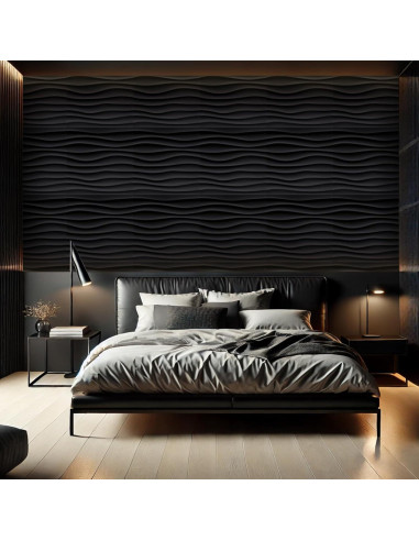 Paneles de Pared 3D Chunful 30 Pcs PVC 30x30 cm Negro