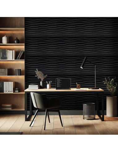 Paneles de Pared 3D Chunful 30 Pcs PVC 30x30 cm Negro