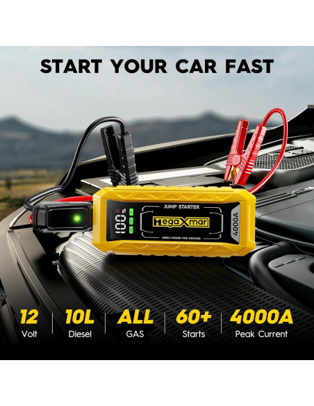 Arrancador de Batería MegaXmar U4000 27000mAh 4000A 12V Arrancador de Batería MegaXmar U4000 27000mAh 4000A 12V