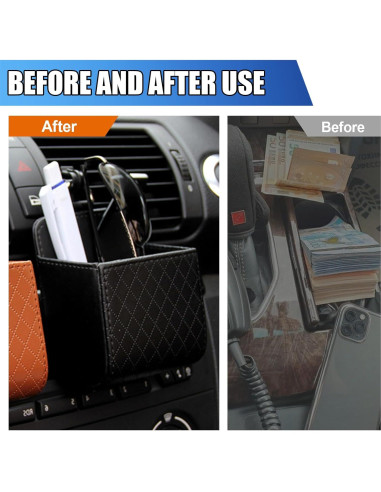 Bolsa de Almacenamiento para Ventilación de Auto UHANBUT - Cuero Negro