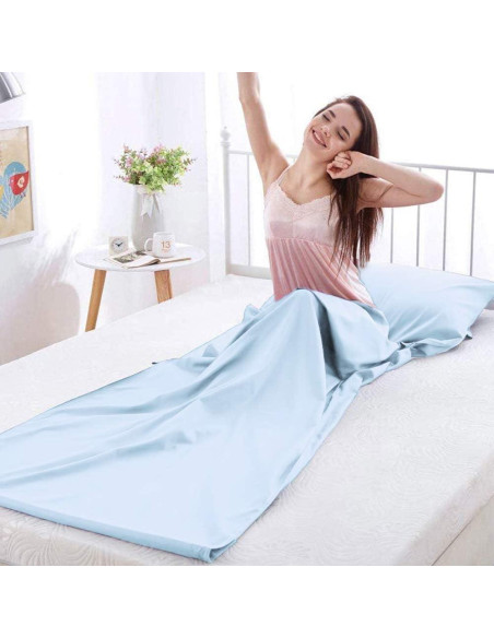 Forro de Saco de Dormir OTDEST Azul 210x160 cm Ligero y Compacto