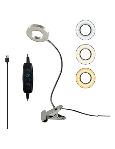Luz de Estudio LED con Clip Liyouduo, 3 Temperaturas, 10 Brillos