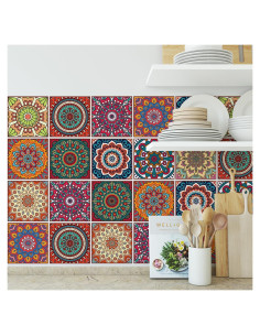 Calcomanías de Azulejos Bohemios Mandala Meihea 30 Pack 10x10 cm