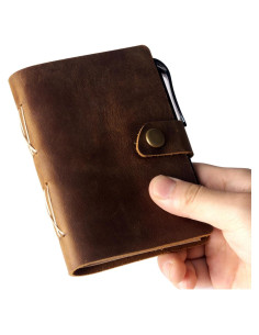 Cuaderno de cuero Fishknow 13x8.9 cm con bolígrafo, liso