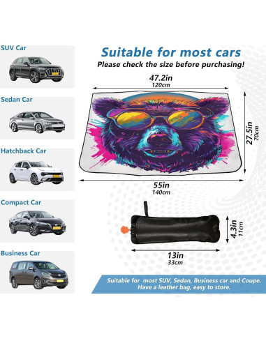 Sombrilla para Parabrisas DALAWU 140x70cm Plegable UV