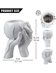 Maceta de Mano BTAMUD Gris 12.19x12.19x16.51 cm Decorativa 2