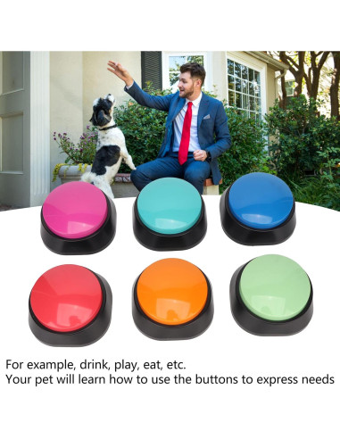 6 Botones de Grabación de Voz para Entrenamiento de Perros