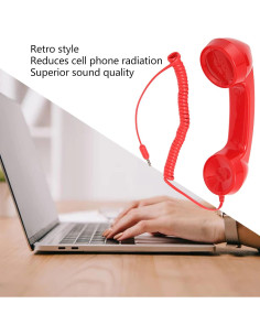 Auricular Retro Zopsc para Móviles y Ordenadores 3.5mm Rojo 2