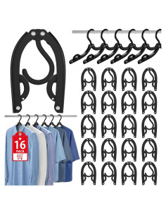 16 Perchas Plegables de Viaje Eunhdet para Ropa - Negro
