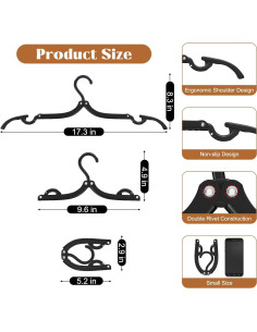 16 Perchas Plegables de Viaje Eunhdet para Ropa - Negro 2