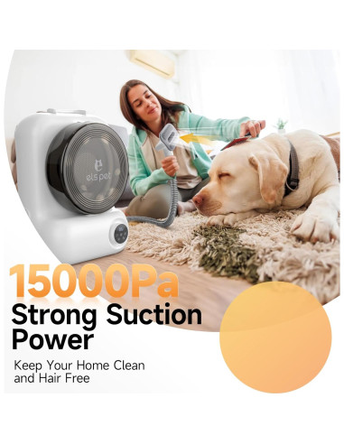 Kit de Aspiradora y Secador para Mascotas ELS PET 15000Pa 4 en 1