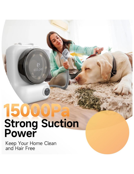 Kit de Aspiradora y Secador para Mascotas ELS PET 15000Pa 4 en 1