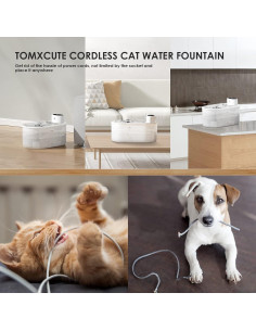 Fuente de Agua Automática para Gatos Tomxcute 3.0L Inalámbrica 2