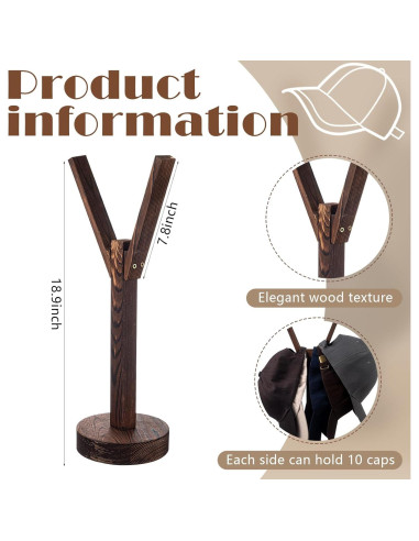 Soporte para Sombreros Chunful de Madera para 10 Gorras