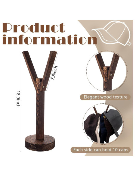 Soporte para Sombreros Chunful de Madera para 10 Gorras