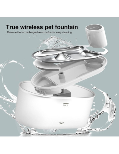 Fuente de Agua Automática para Gatos Tomxcute 3.0L Inalámbrica