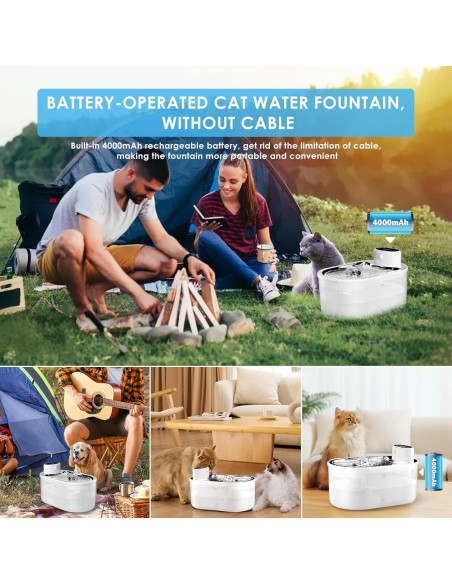 Fuente de Agua Automática para Gatos Tomxcute 3.0L Inalámbrica