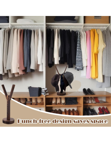 Soporte para Sombreros Chunful de Madera para 10 Gorras