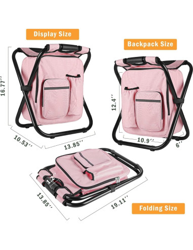 Mochila Silla Enfriador 3-en-1 OUT&ABOUT Rosa/Negro