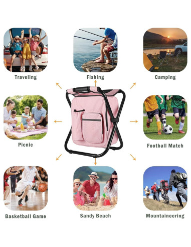 Mochila Silla Enfriador 3-en-1 OUT&ABOUT Rosa/Negro