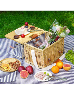 Cesta de Picnic WILLOW WEAVE para 2 con Mesa Desmontable y Manta 2