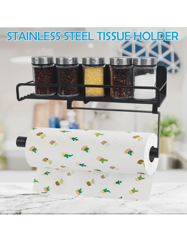 Soporte de Toallas de Papel Colgante ChengFu Acero Inoxidable Negro