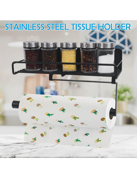 Soporte de Toallas de Papel Colgante ChengFu Acero Inoxidable Negro