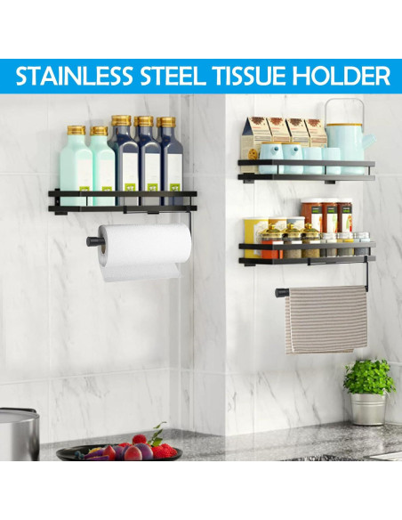 Soporte de Toallas de Papel Colgante ChengFu Acero Inoxidable Negro
