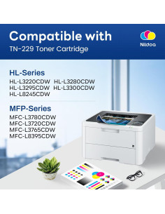 Cartuchos de Tóner TN229 Nildoa Paquete de 4 para Brother 2