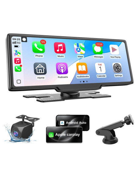 Pantalla Carplay HK5 10.26" HD Inalámbrica con Cámara Reversa