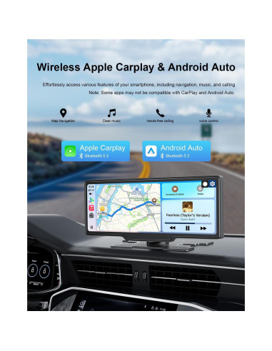 Pantalla Carplay HK5 10.26" HD Inalámbrica con Cámara Reversa