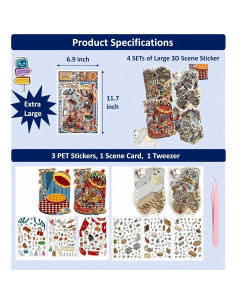 Conjunto de Stickers 3D Genérico Aventura Tamaño Grande 2