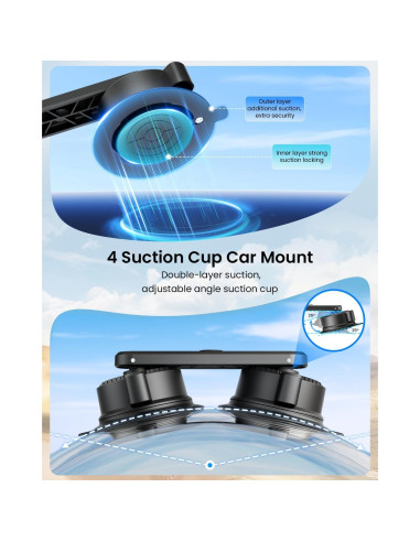 Soporte de Coche con Ventosas Maectech para Insta360 X5/X4/X3