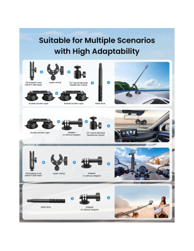 Soporte de Coche con Ventosas Maectech para Insta360 X5/X4/X3