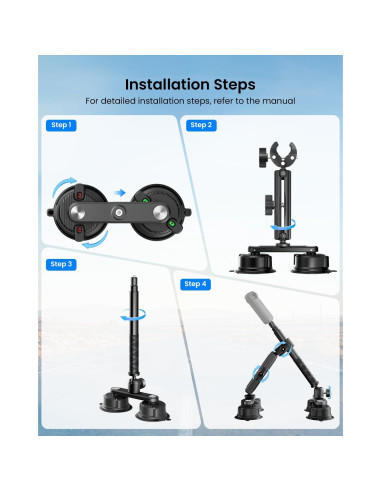 Soporte de Coche con Ventosas Maectech para Insta360 X5/X4/X3