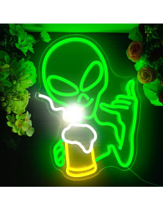Luz de Neón Alienígena Verde Dimmable Geeinar 30x10 cm 2