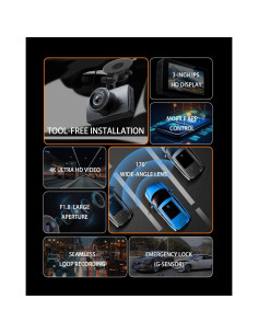 Cámara de Tablero DIWEISHI X17 4K + 1080P, WiFi, Pantalla 3" 2
