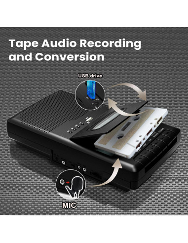 Reproductor de Cassettes DigitPro T300-2, Grabadora USB Portátil