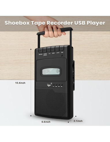 Reproductor de Cassettes DigitPro T300-2, Grabadora USB Portátil