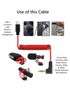 Cable de micrófono USB C a 3.5mm TRS para Rode y otros 2