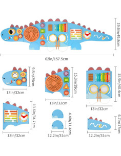 Panel Sensorial Dinosaurio OOOK 10 en 1 Montessori 157x51cm 2