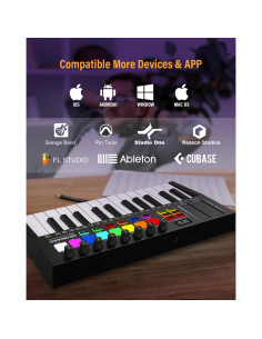 Controlador MIDI OYAYO 25 Teclas USB con Pads Retroiluminados 2