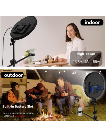 Anillo de Luz 55W 6500K con Soporte Trípode y Control Remoto