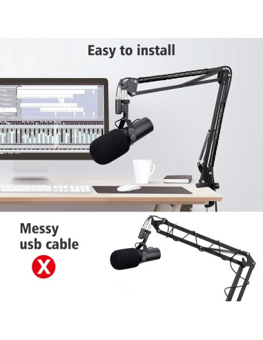 Brazo de Micrófono Ajustable Sunmon para Shure SM7B con Filtro Antipop