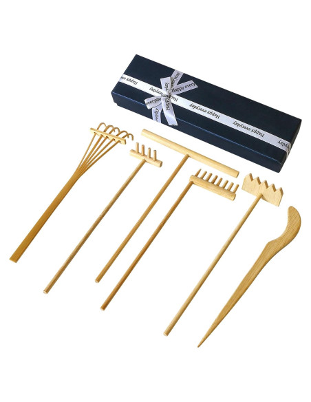Juego de Rastrillos Zen de Bambú 6PCS - Herramientas de Jardín