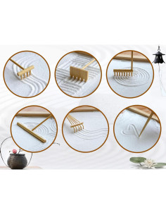 Juego de Rastrillos Zen de Bambú 6PCS - Herramientas de Jardín 2
