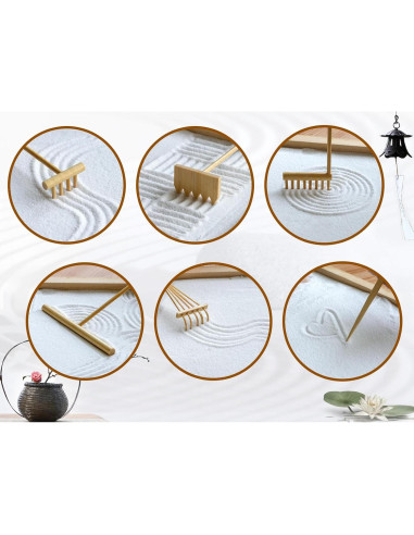 Juego de Rastrillos Zen de Bambú 6PCS - Herramientas de Jardín
