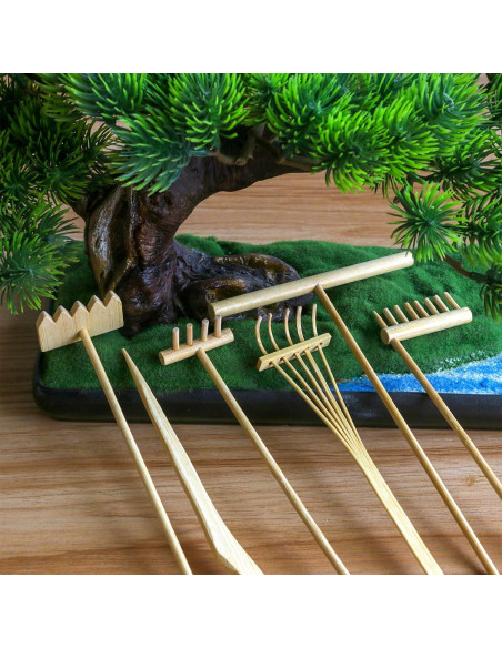 Juego de Rastrillos Zen de Bambú 6PCS - Herramientas de Jardín
