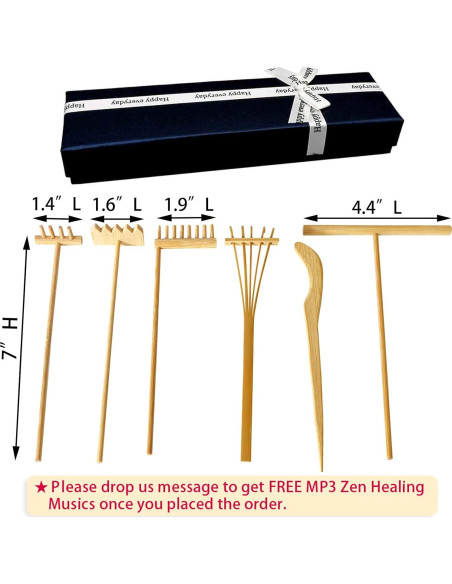 Juego de Rastrillos Zen de Bambú 6PCS - Herramientas de Jardín